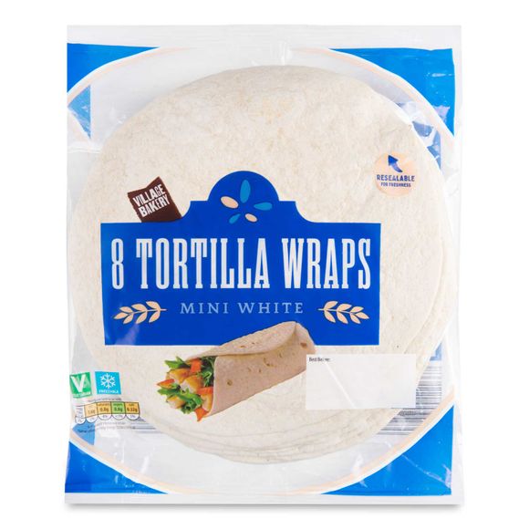 Mini White Tortilla Wraps 8x31g Village Bakery